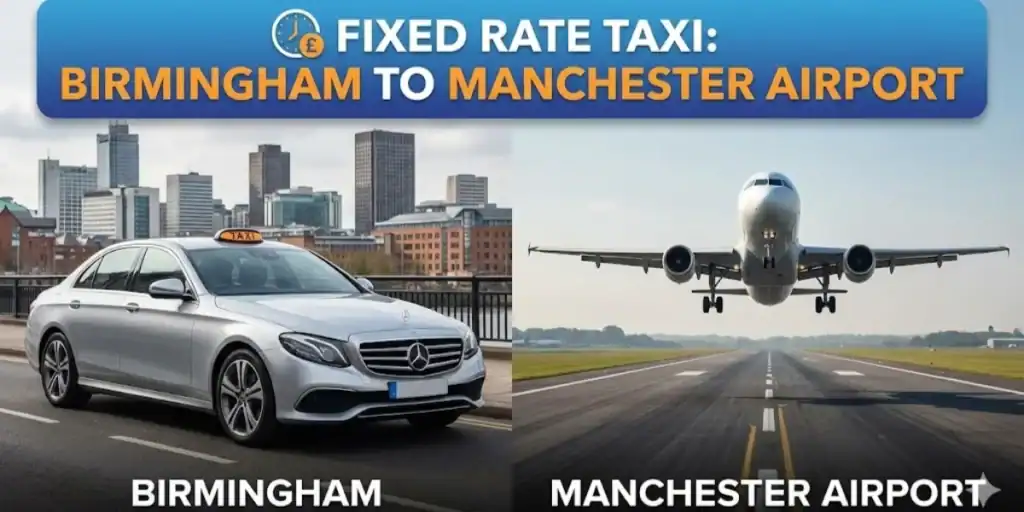 Birmingham to Manchester Airport Taxi: Fixed Rate (90-110 Minutes)