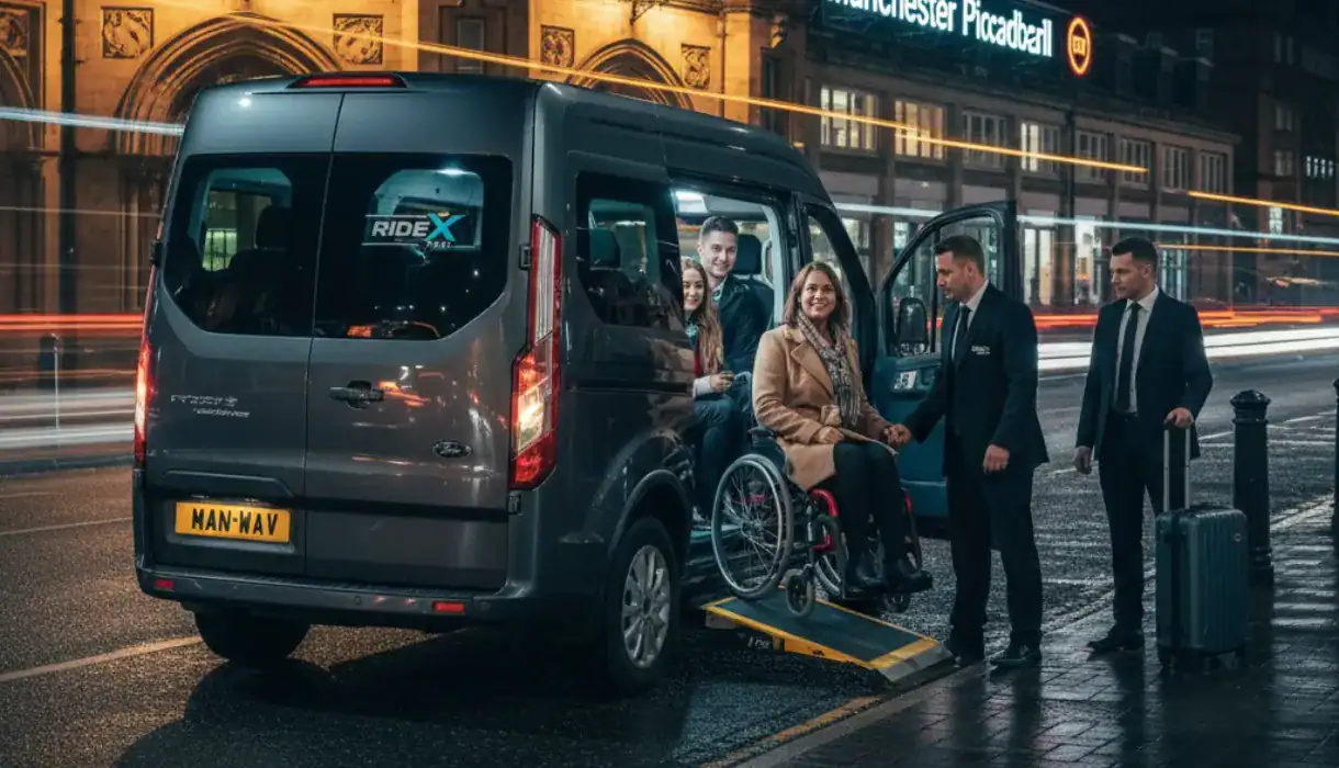 A comfortable wheelchair-accessible taxi service at Manchester Airport for fixed prices.