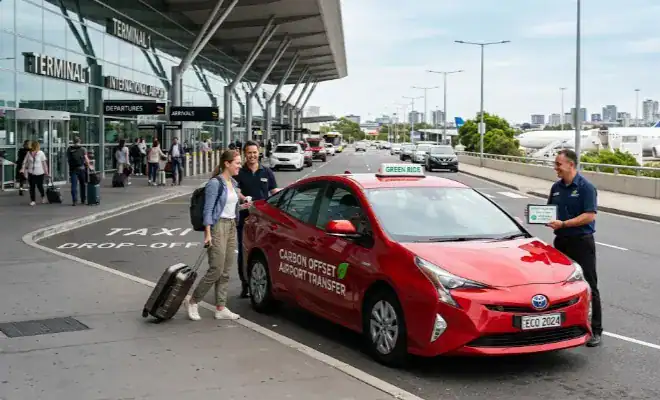 Manchester Airport taxi with fixed price and eco-friendly vehicle for airport transfers.