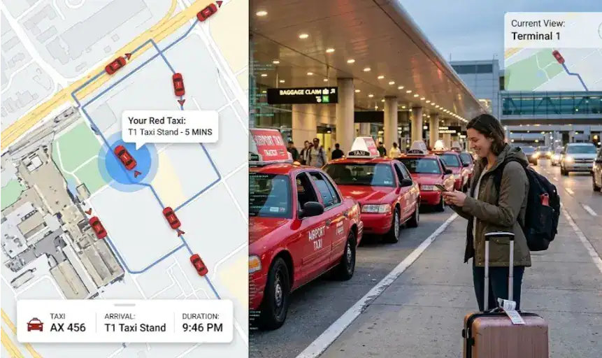 real time airport taxi tracking