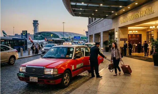 airport taxi with hotel stop