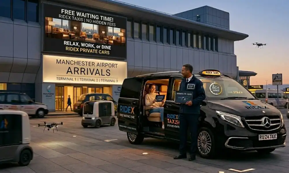 Free Waiting Time at Manchester Airport Ridex Taxis