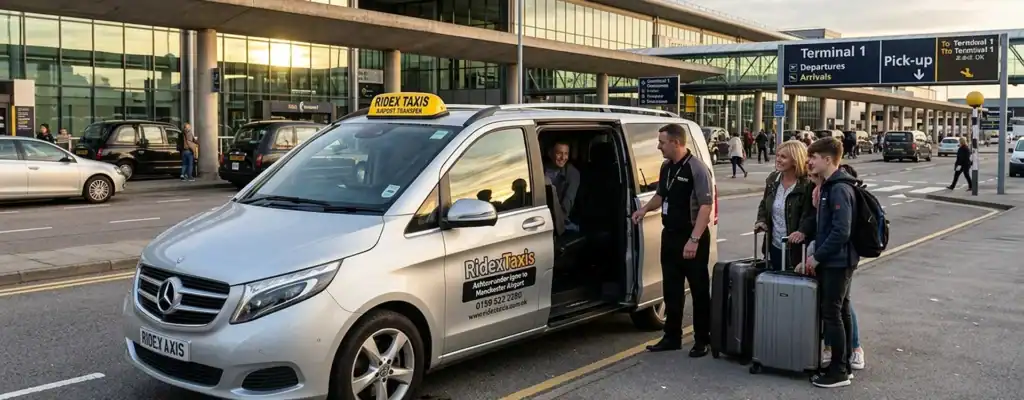 Airport Taxi Transfer from Ashton-under-Lyne to Manchester Airport