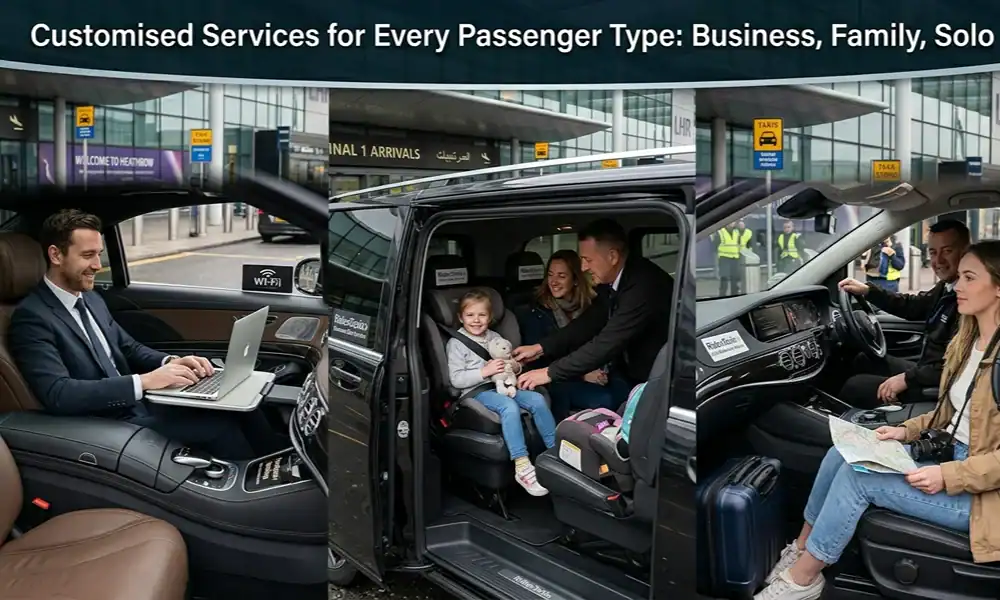 Manchester Airport taxi service with fixed prices for all passenger types.