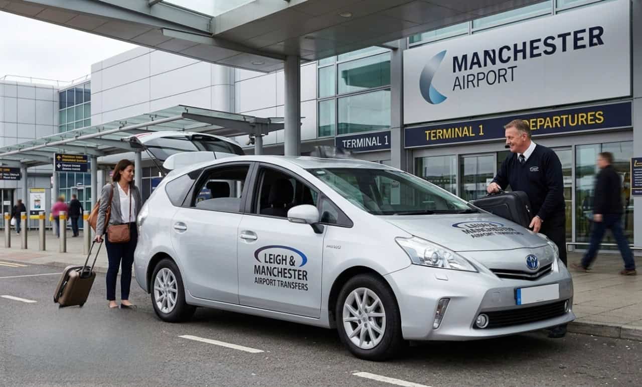 Manchester Airport taxi with fixed price transfer service at Terminal 1.