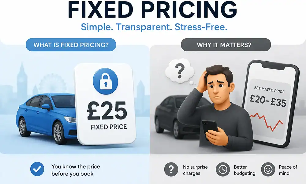 Affordable Manchester Airport taxi with fixed £25 price for stress-free travel.