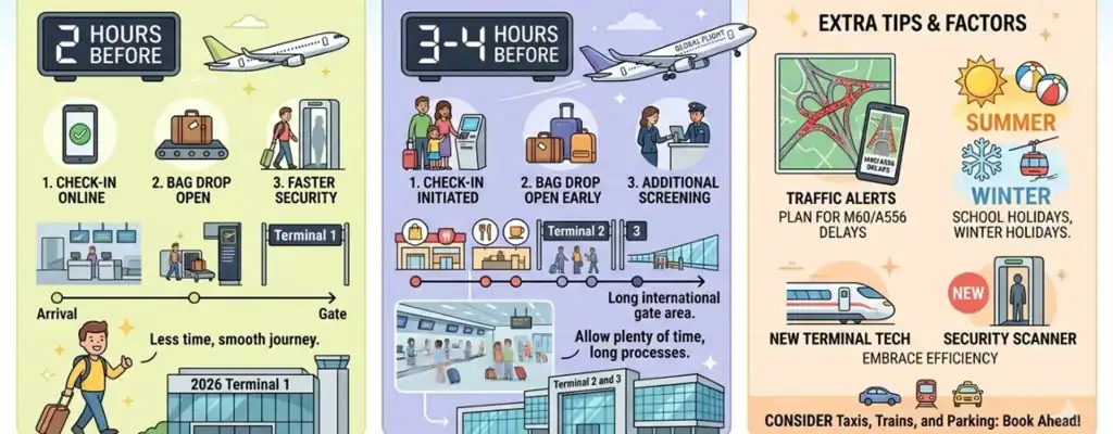 How early to get to Manchester airport 2026?