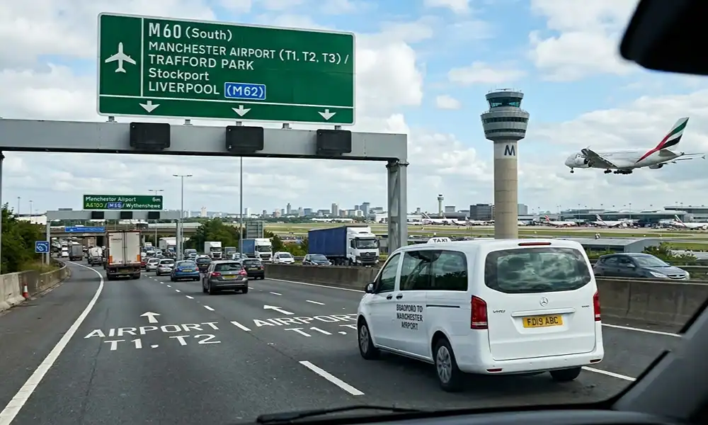 Bradford to Manchester Airport Taxi — Fixed Price, 24/7