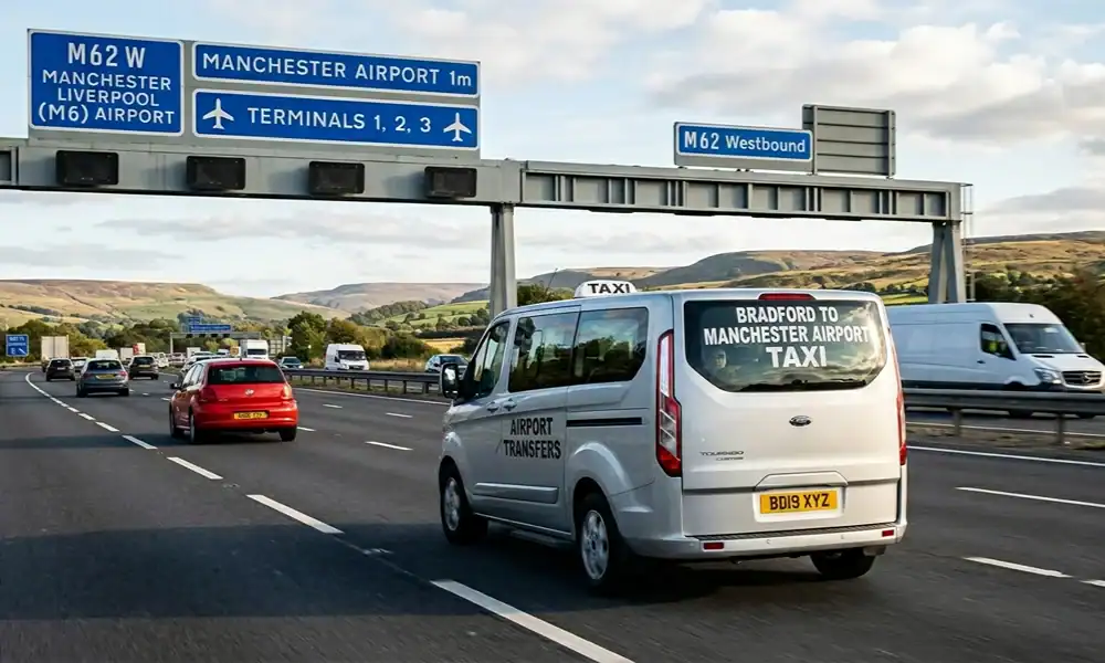 Bradford to Manchester Airport Taxi — Fixed Price, 24/7