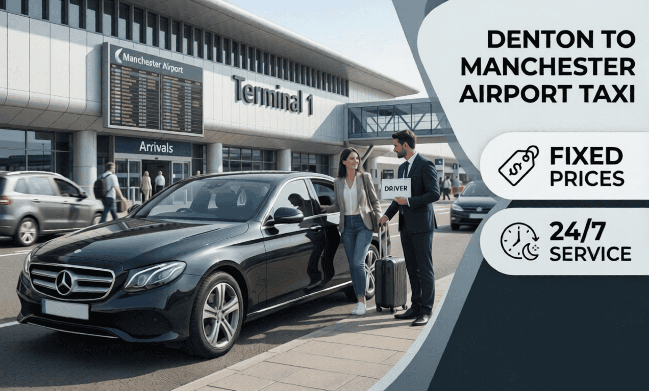 Denton to Manchester Airport Taxi: Fixed Prices, 24/7 Service by RidexTaxis