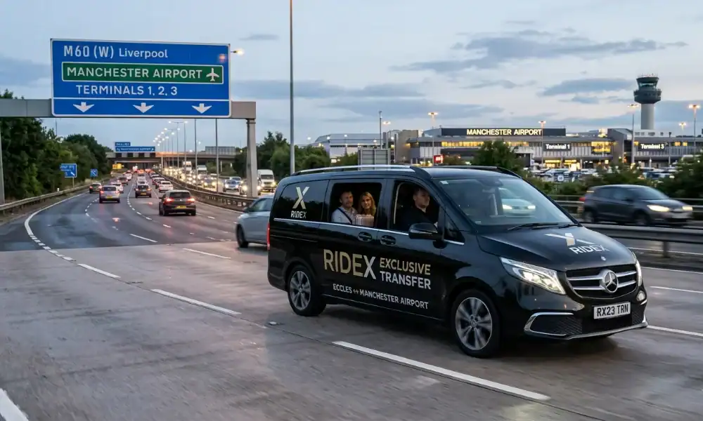Ridex Exclusive Private Transfer Taxi Service: Eccles to Manchester Airport