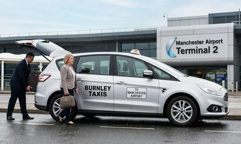 Burnley to Manchester Airport Taxi: Fixed Price, No Surge, 24/7