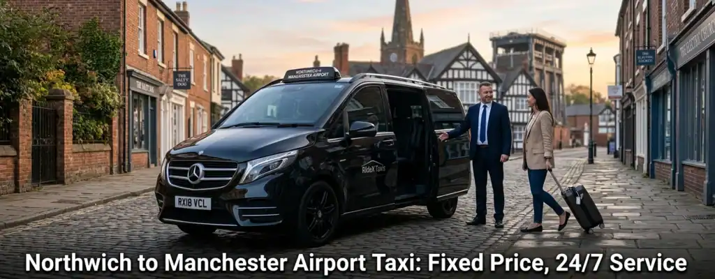 Northwich to Manchester Airport Taxi: Fixed Price, No Surge, 24/7